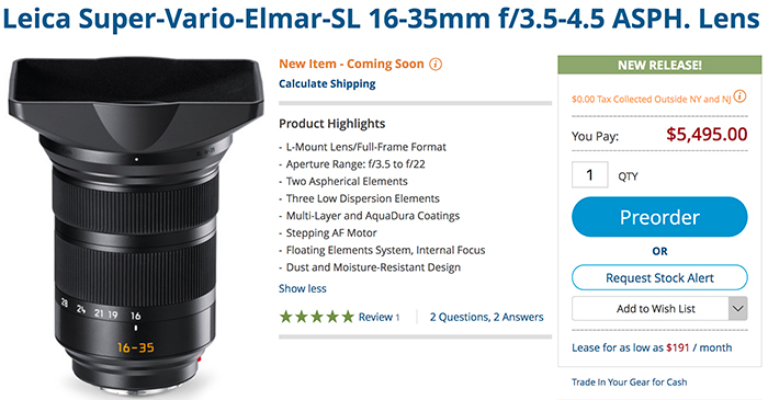 The new $5,500 Leica SL 16-35mm lens has been actually designed by
