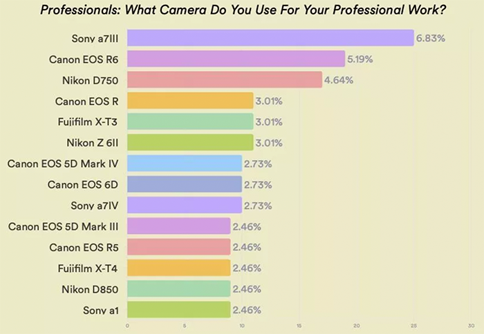 Encuesta de Shotkit: “La Sony a7III es la cámara más popular utilizada por los fotógrafos profesionales”